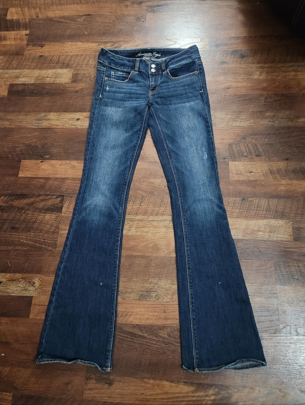 American Eagle Outfitters Dark Wash Artist Flare Jeans - Blue
